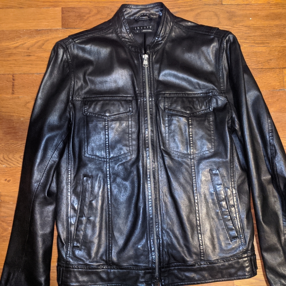 Theory Men's Zip Up Super Soft Leather Jacket S